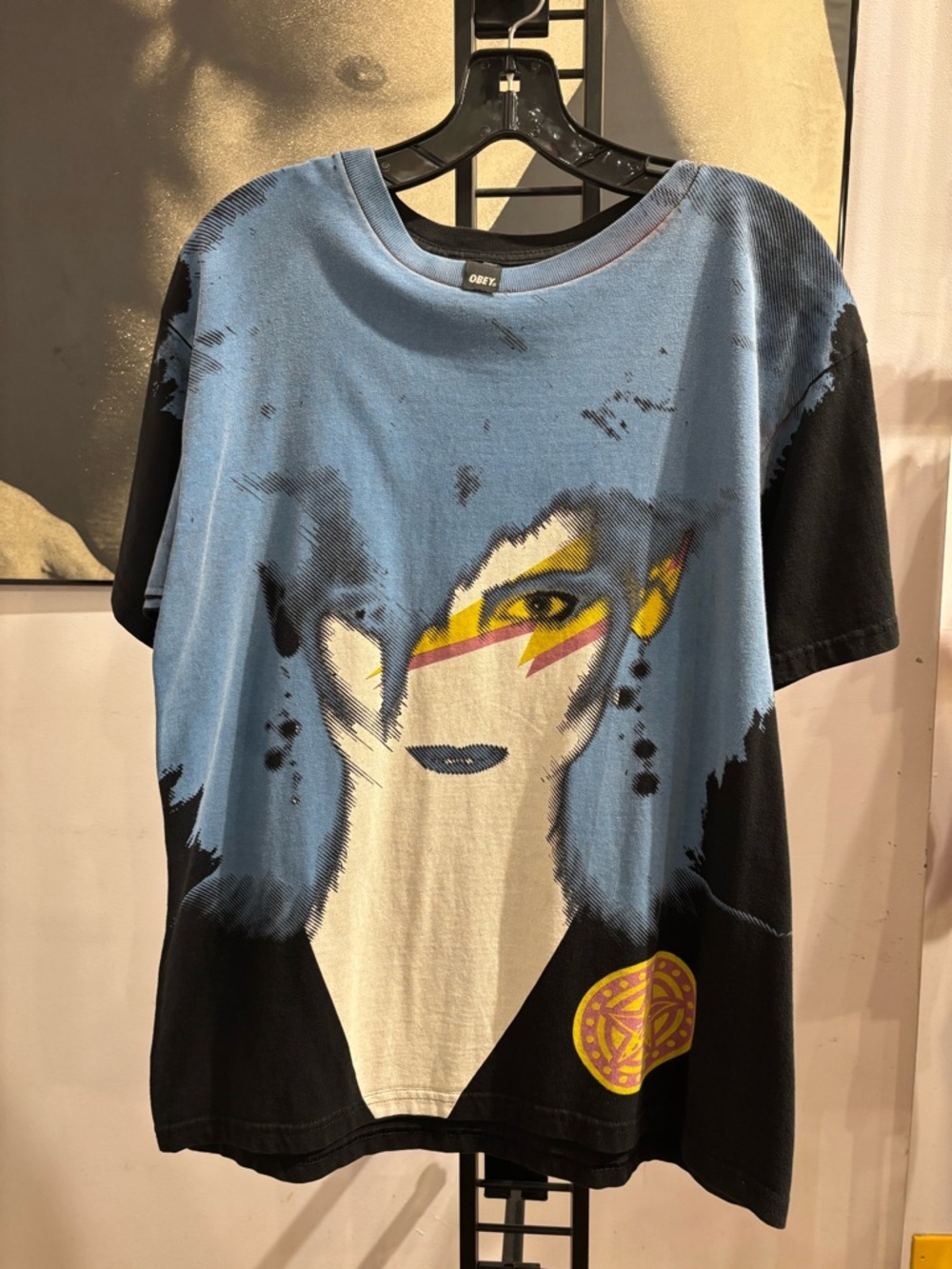Obey Kids Graphic Tee in Blue, Black & Yellow Pop Face